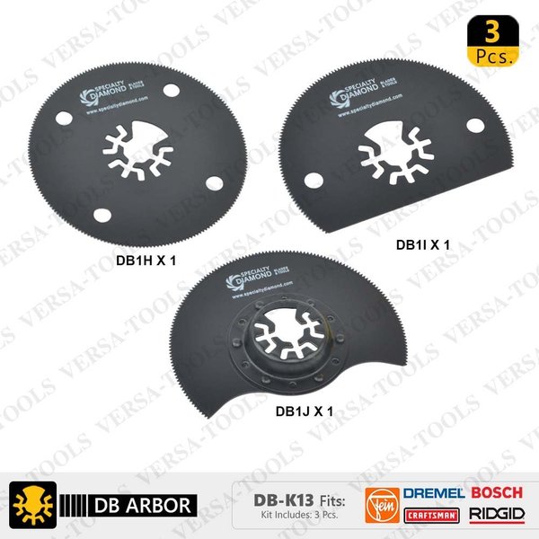 Versa Tool 3 PC Universal Oscillating Saw Blade Set. DB1H1I1J DB-K13